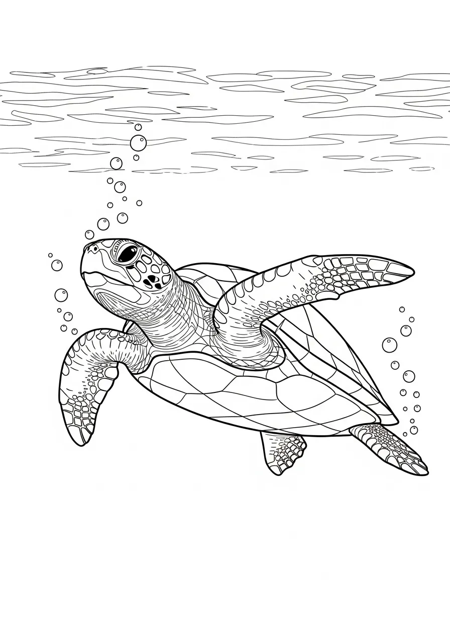 Schildkröte schwimmt unter Wasser
