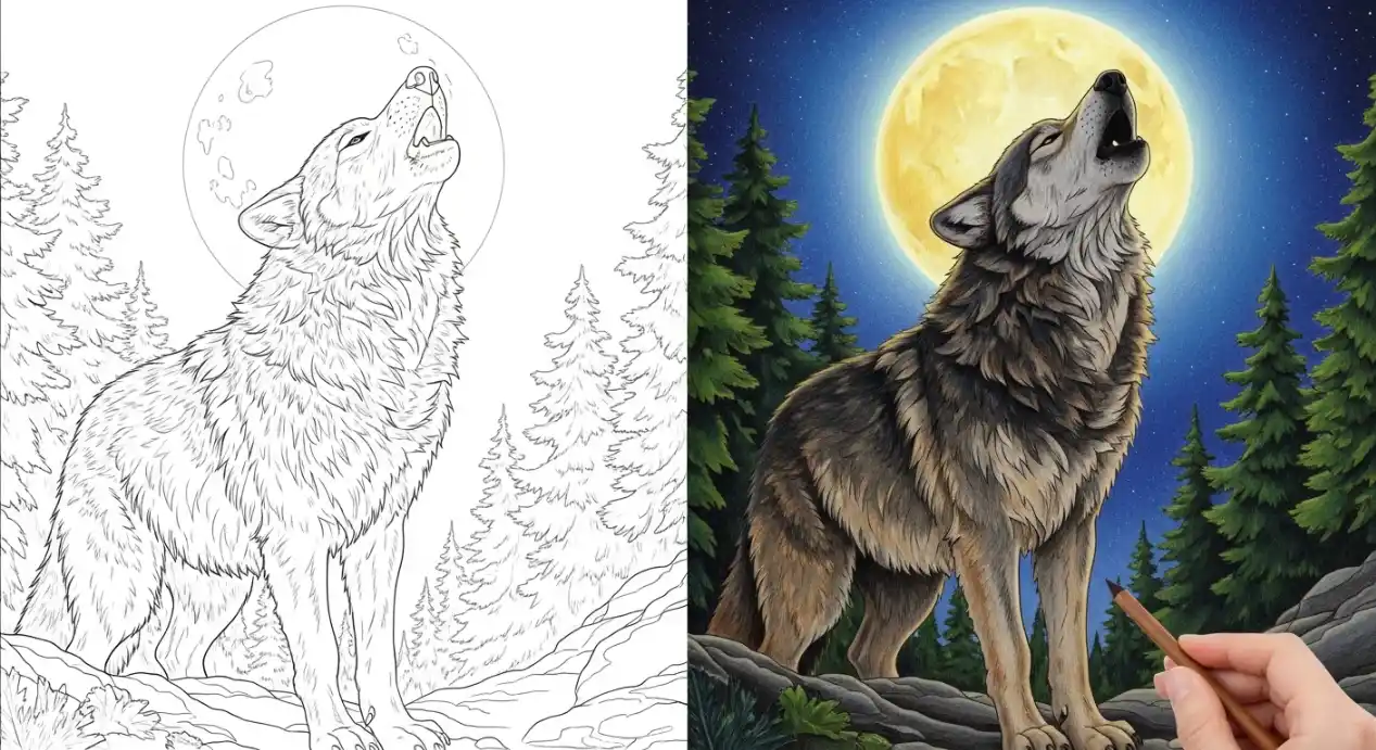 Ausmalbild Wolf Beitragsbild