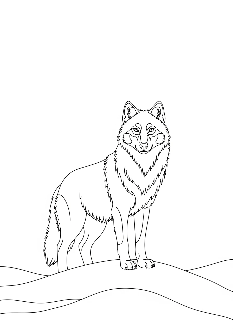 Ausmalbild Wolf im Schnee