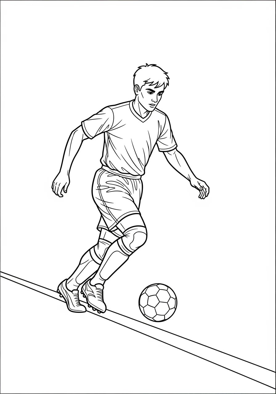 Fußballer dribbelt im Sprint
