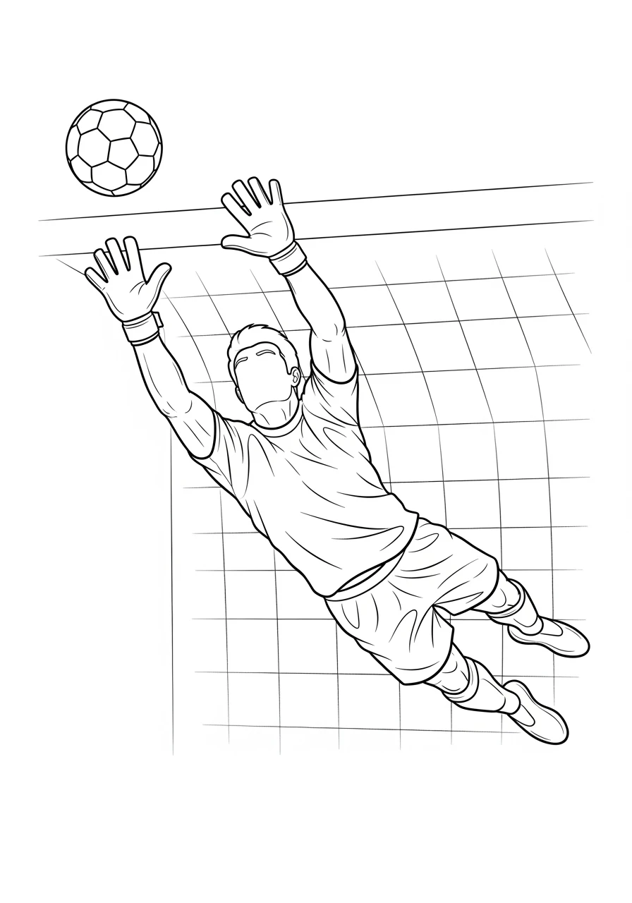 Fußballtorwart beim Hechtsprung