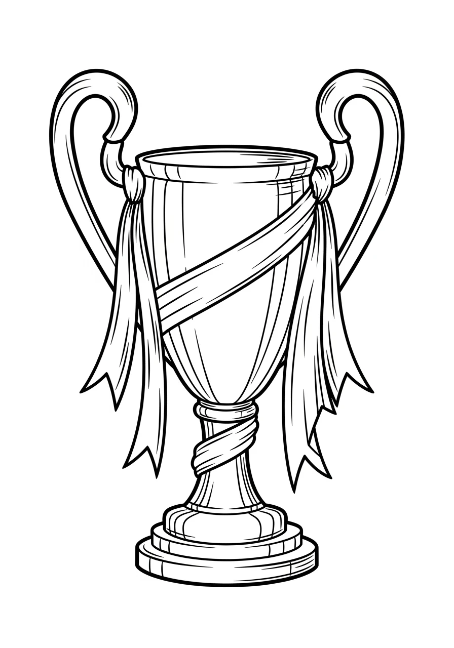 Großer Fußballpokal mit Schleifen
