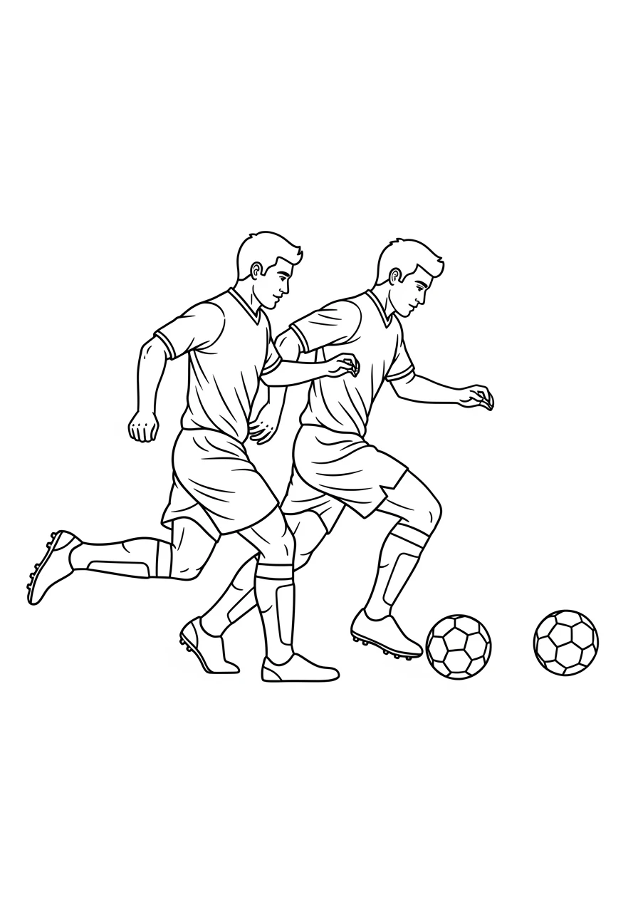 Ausmalbilder Fußball: Spannender Zweikampf
