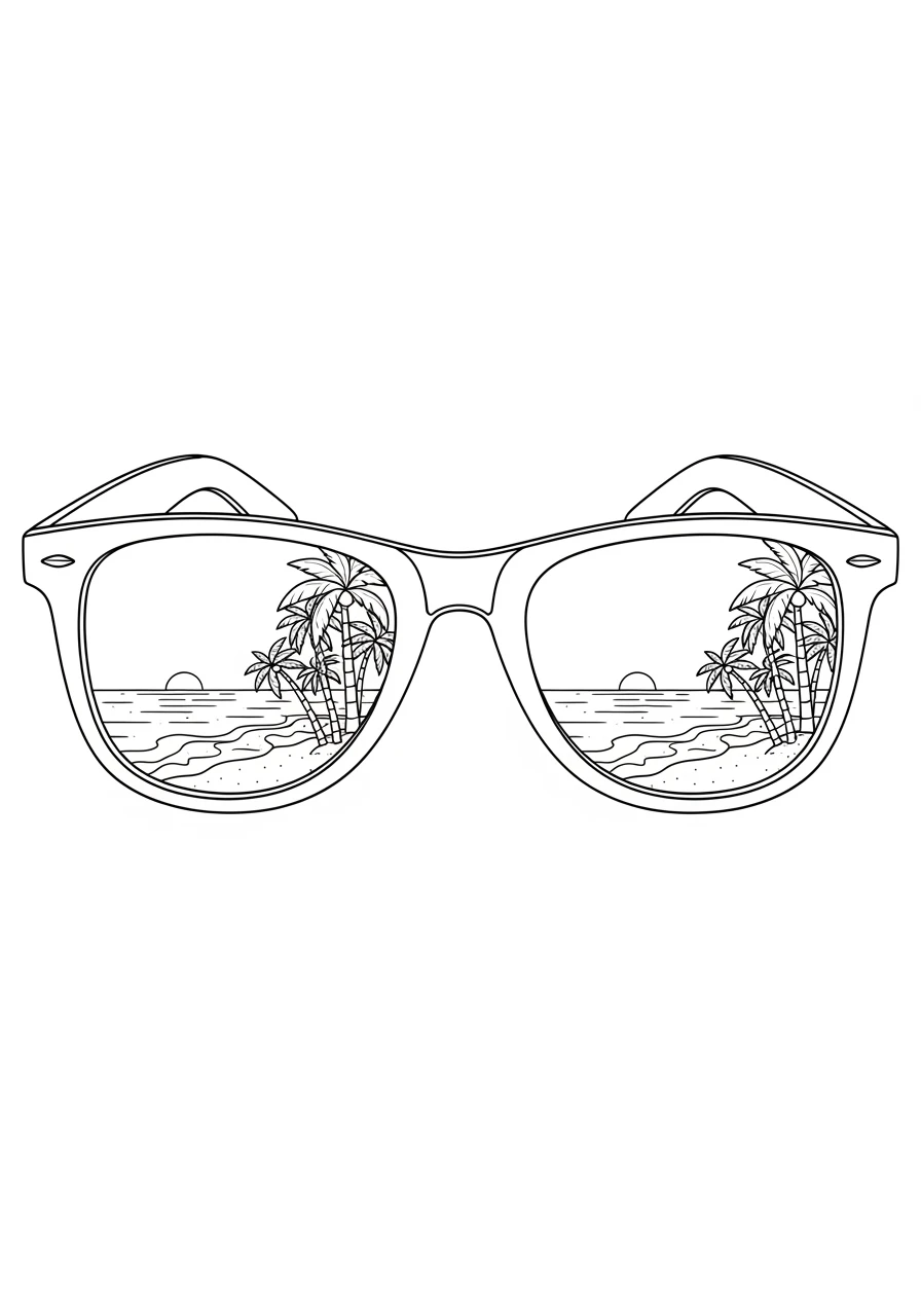 Sonnenbrille mit sommerlicher Strandreflexion