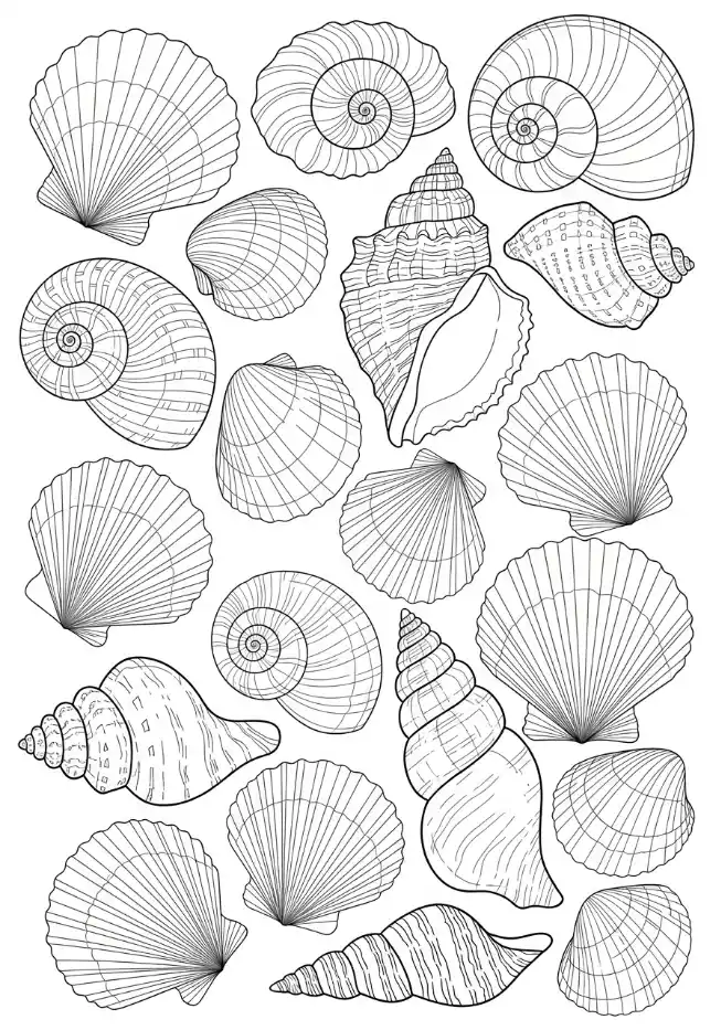 Verschiedene Muscheln im Sommer