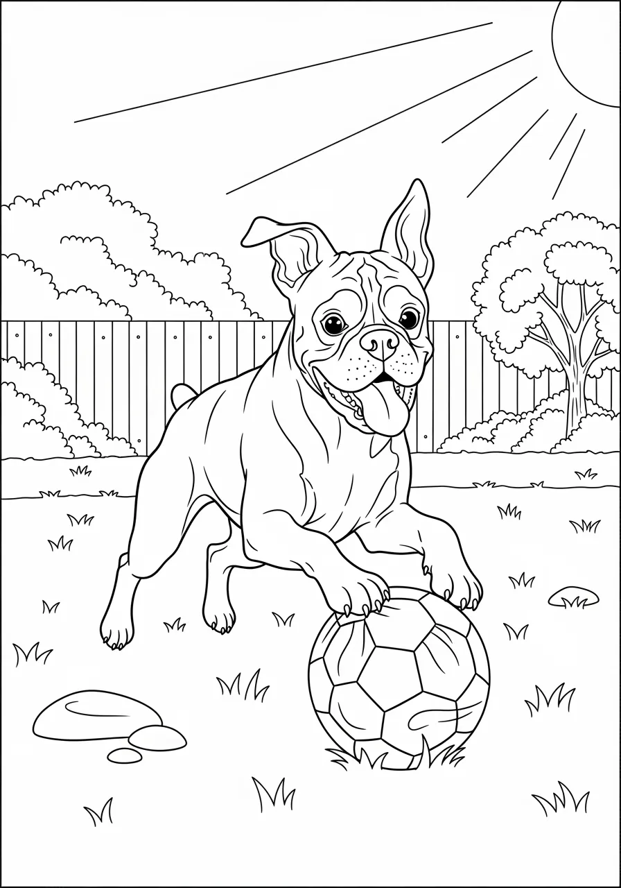 Boxer-Hund mit Fußball