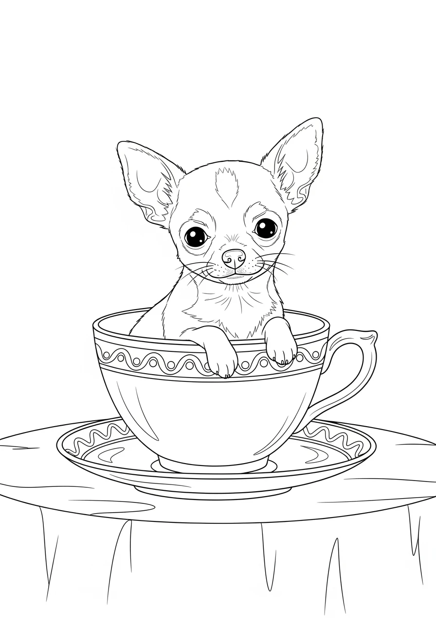 Chihuahua in einer Teetasse
