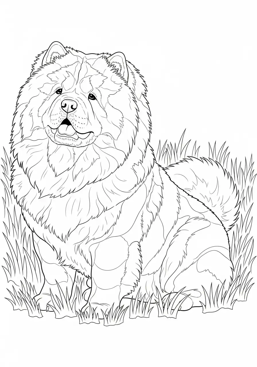 Flauschiger Chow-Chow im Gras