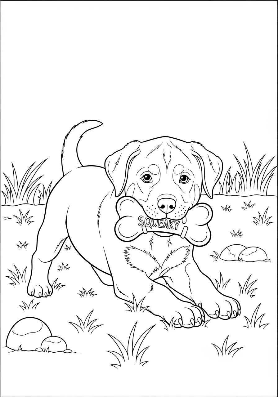 Rottweiler-Welpe im Garten