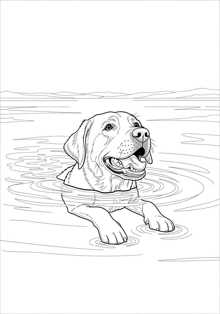 Schwimmender Labrador im See