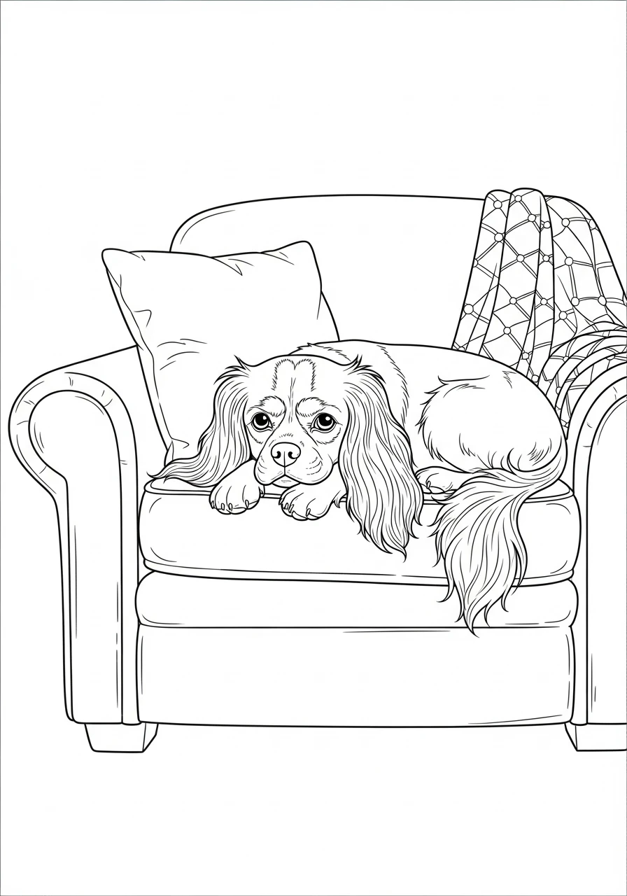 Spaniel im gemütlichen Sessel