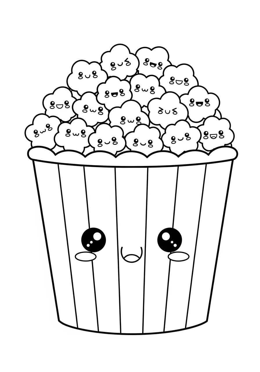Fröhlicher Kawaii Popcorn Eimer
