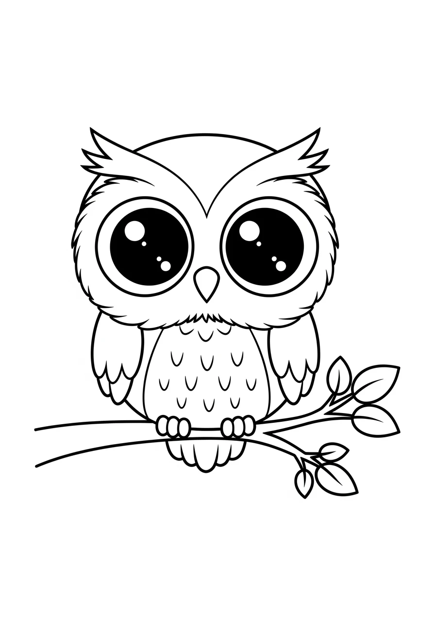 Kawaii Eule auf einem Ast