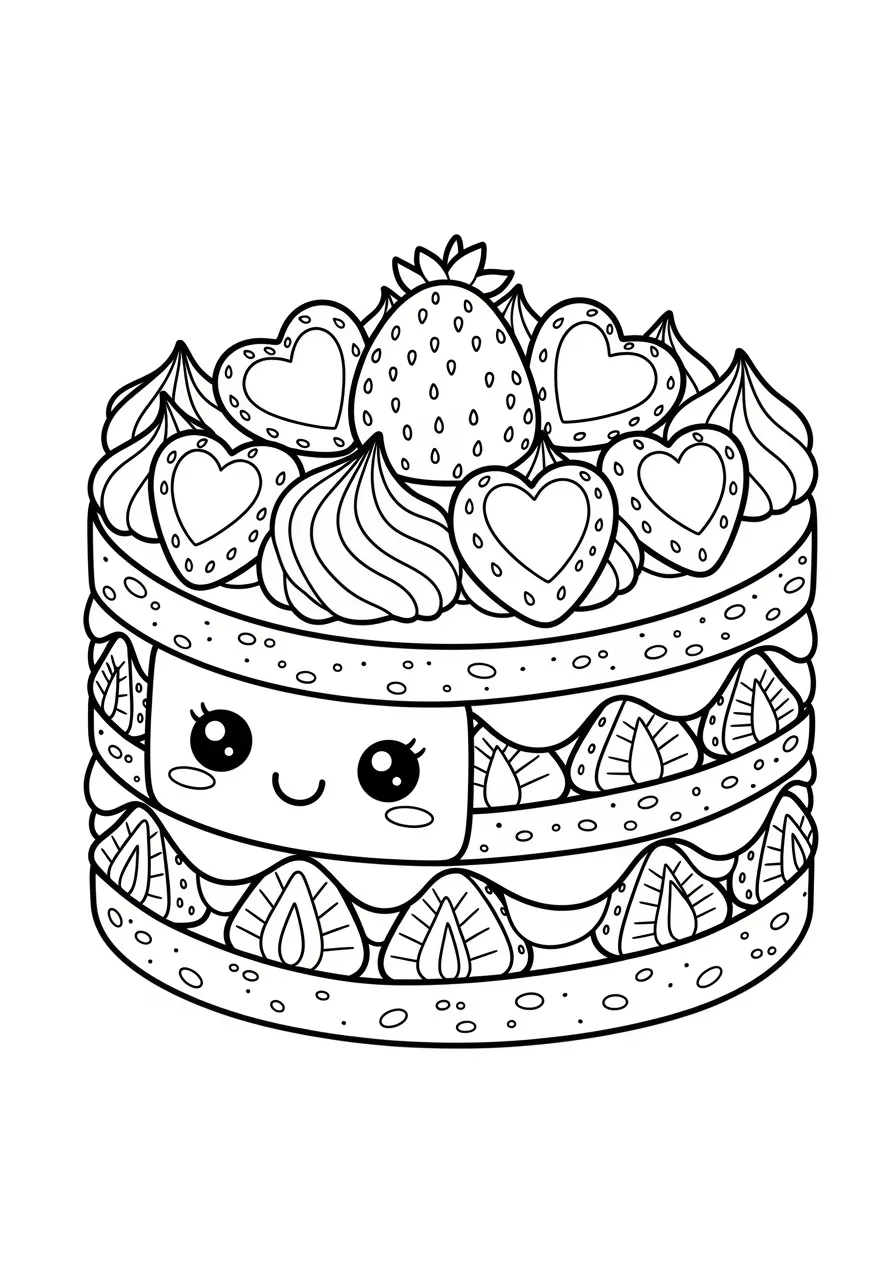 Süßes Kawaii Erdbeertörtchen