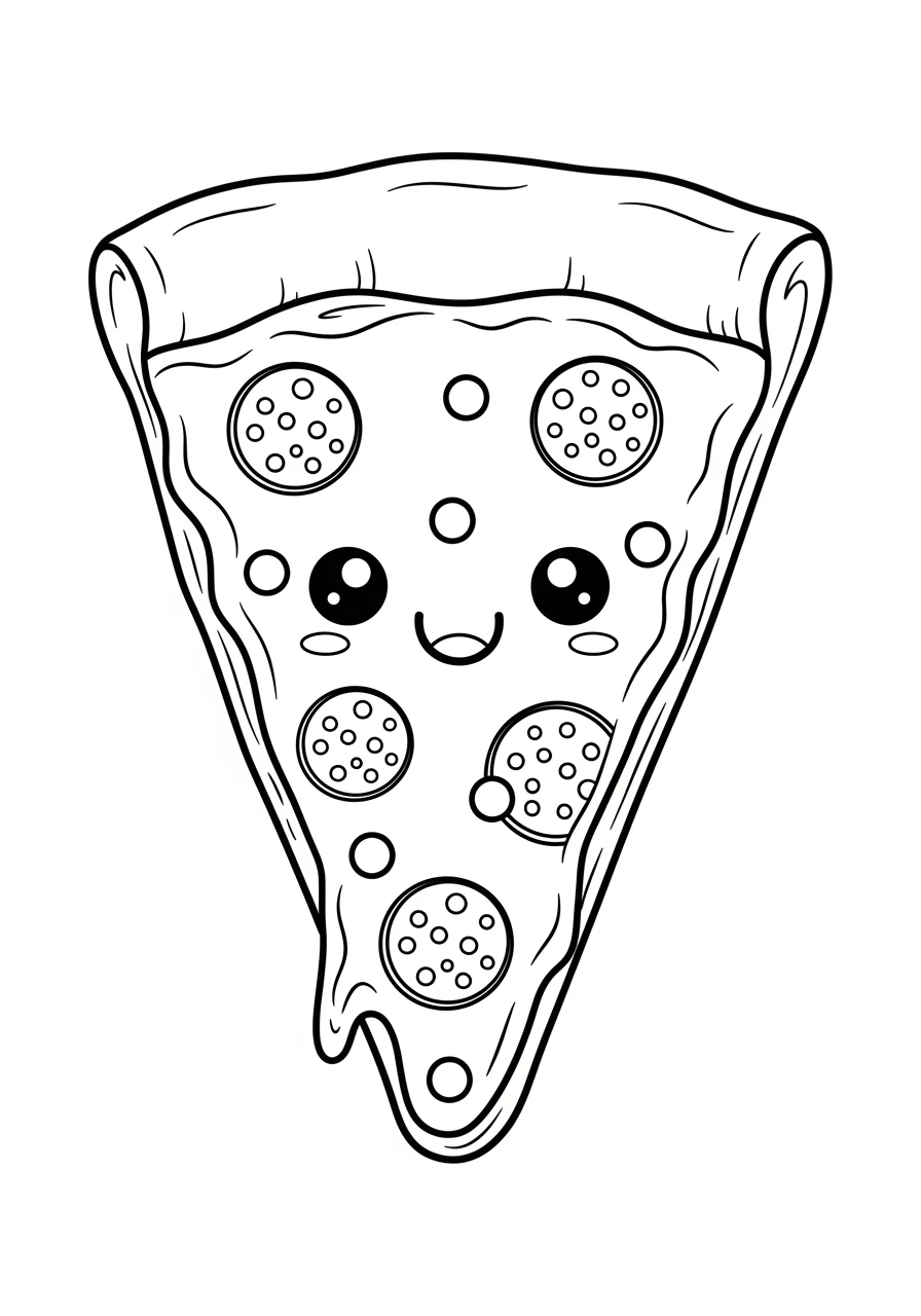 Süßes Pizzastück mit Gesicht