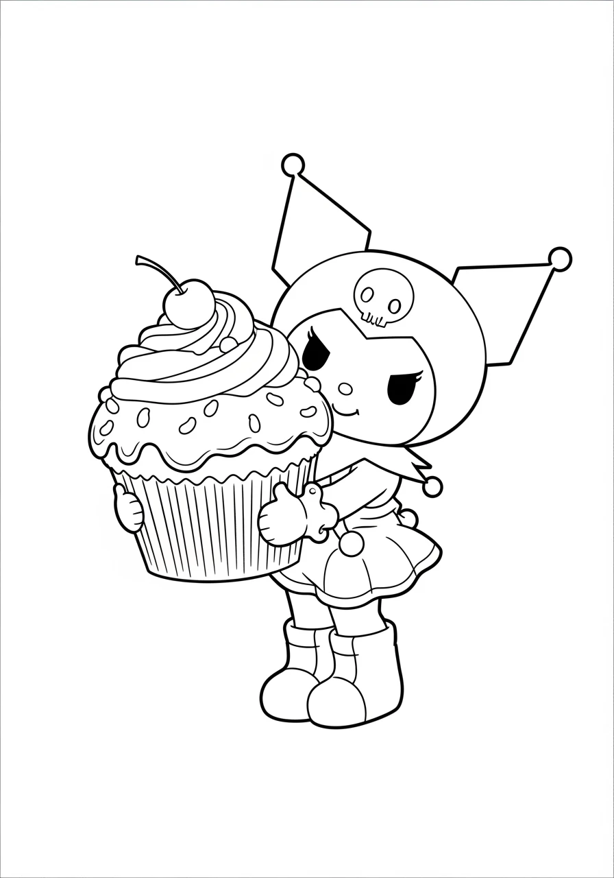 Kuromi mit riesigem Cupcake
