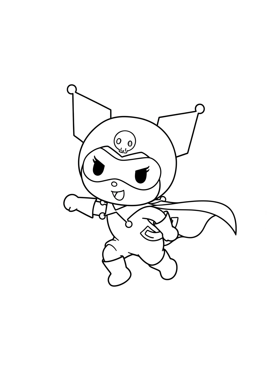 Superheldin Kuromi mit Umhang
