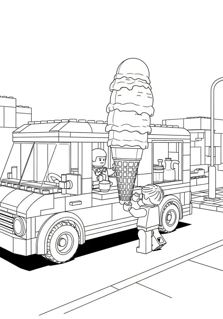 Lego-Eiswagen auf der Straße