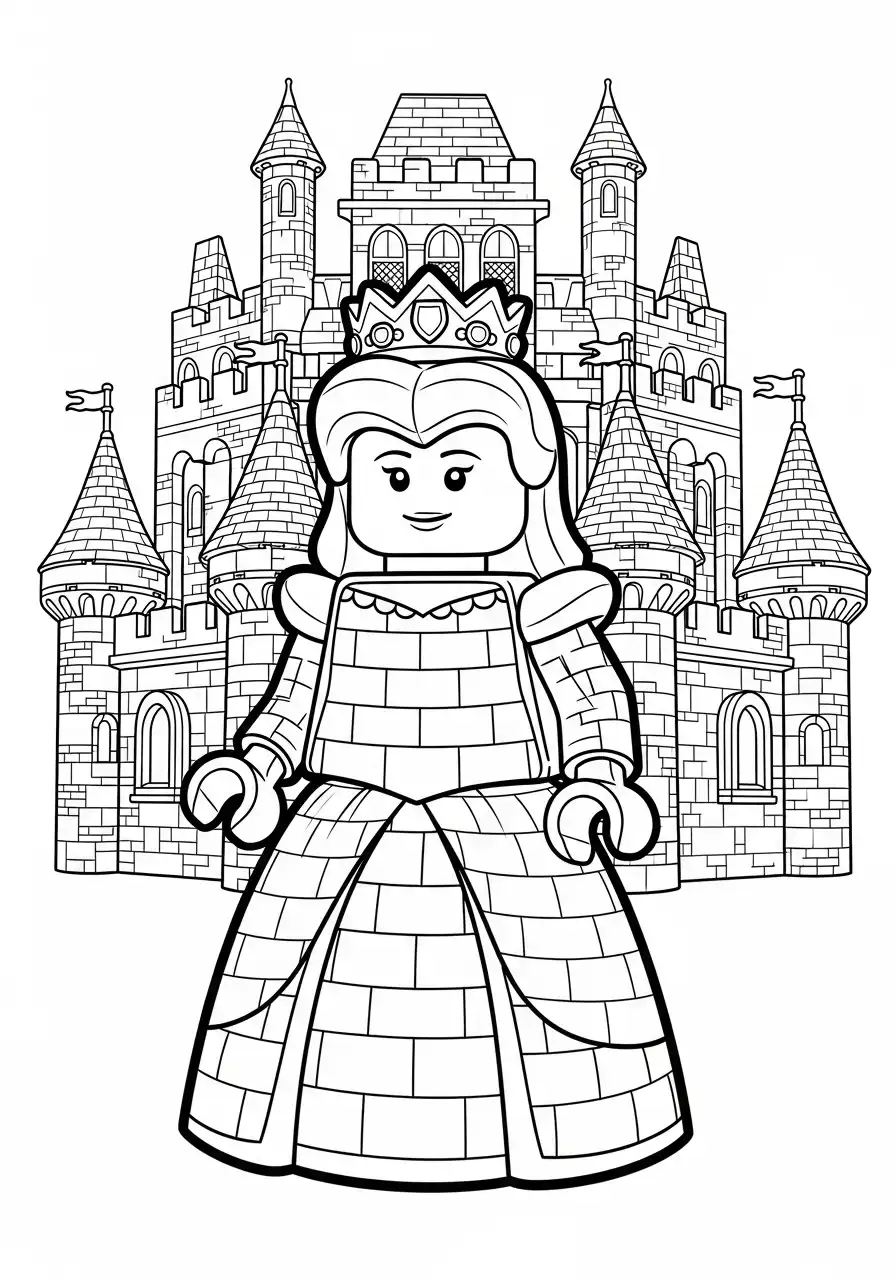 Lego-Prinzessin vor dem Schloss
