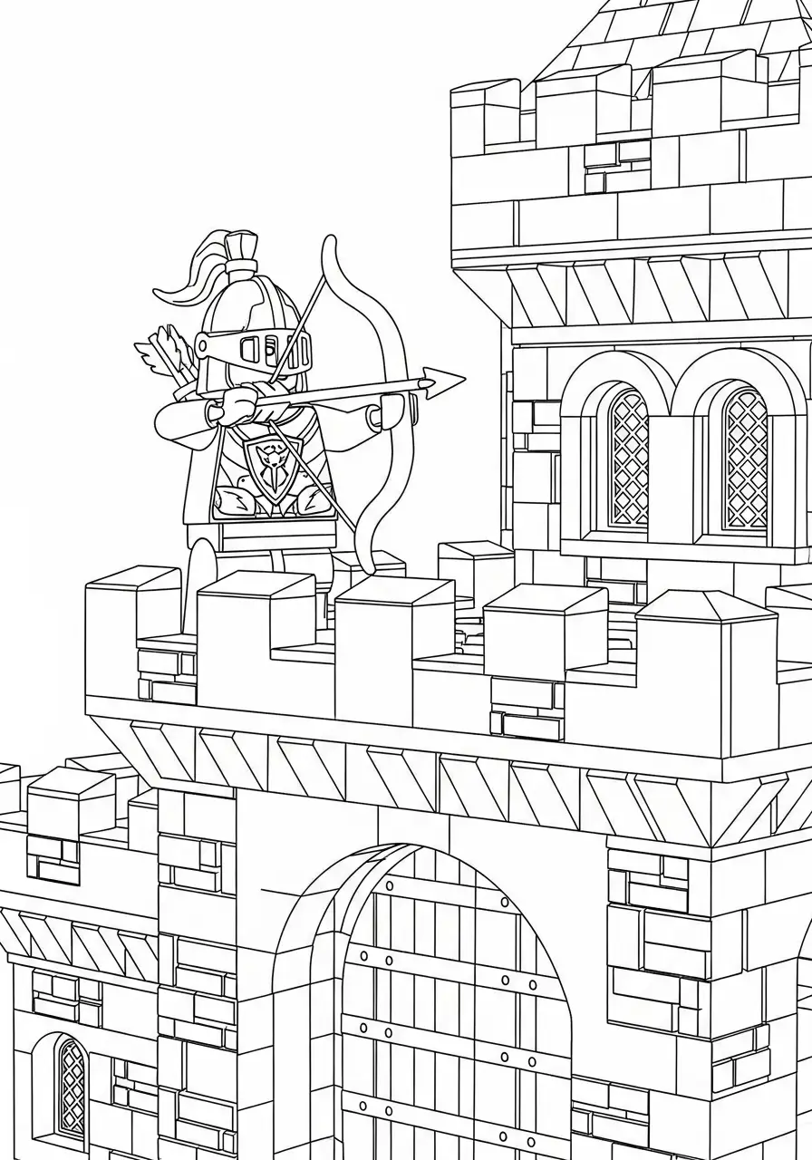 Lego Ritter auf der Burgmauer
