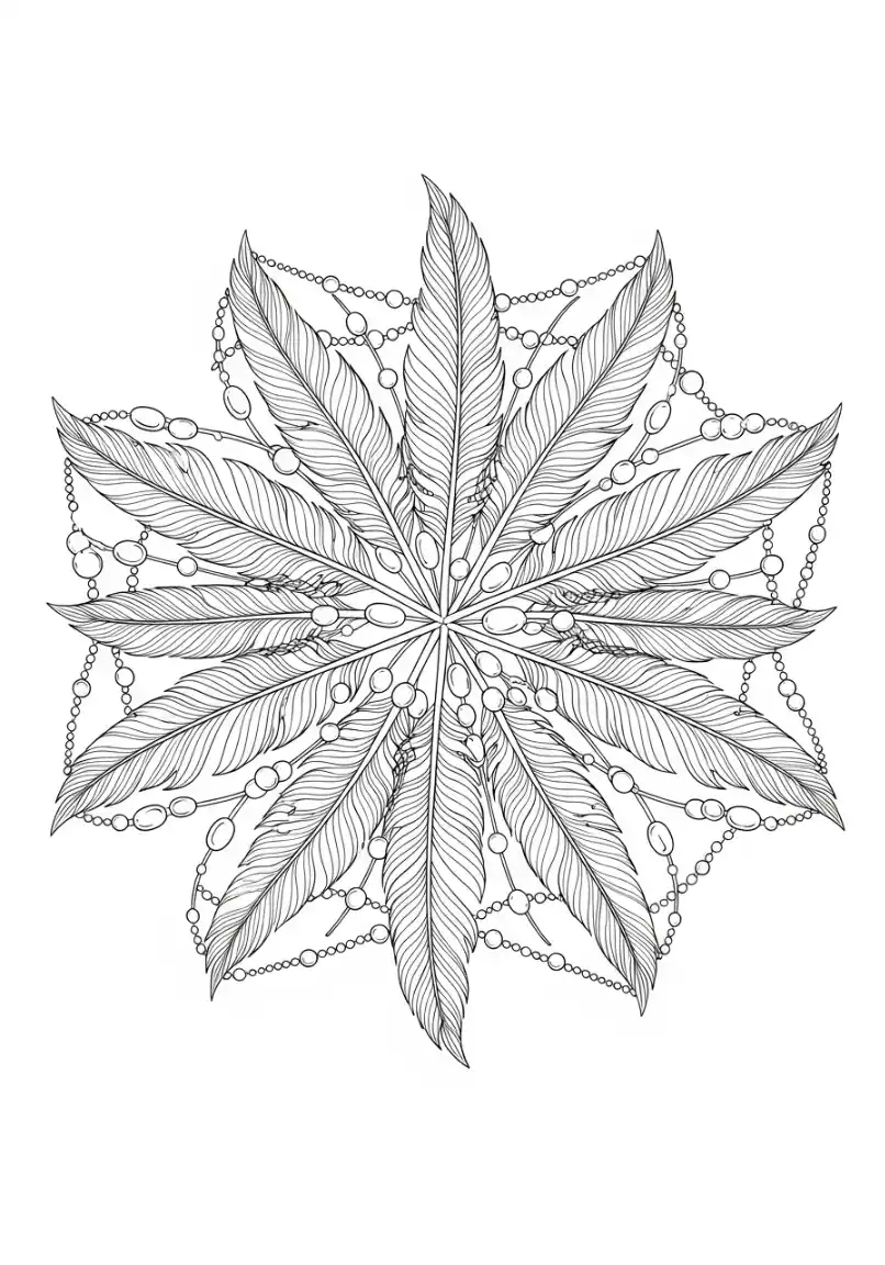 Feder-Mandala mit Perlenketten