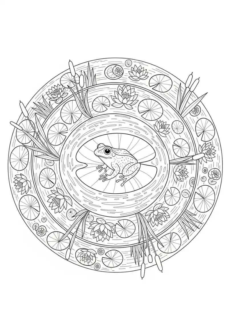 Frosch im Seerosen-Mandala