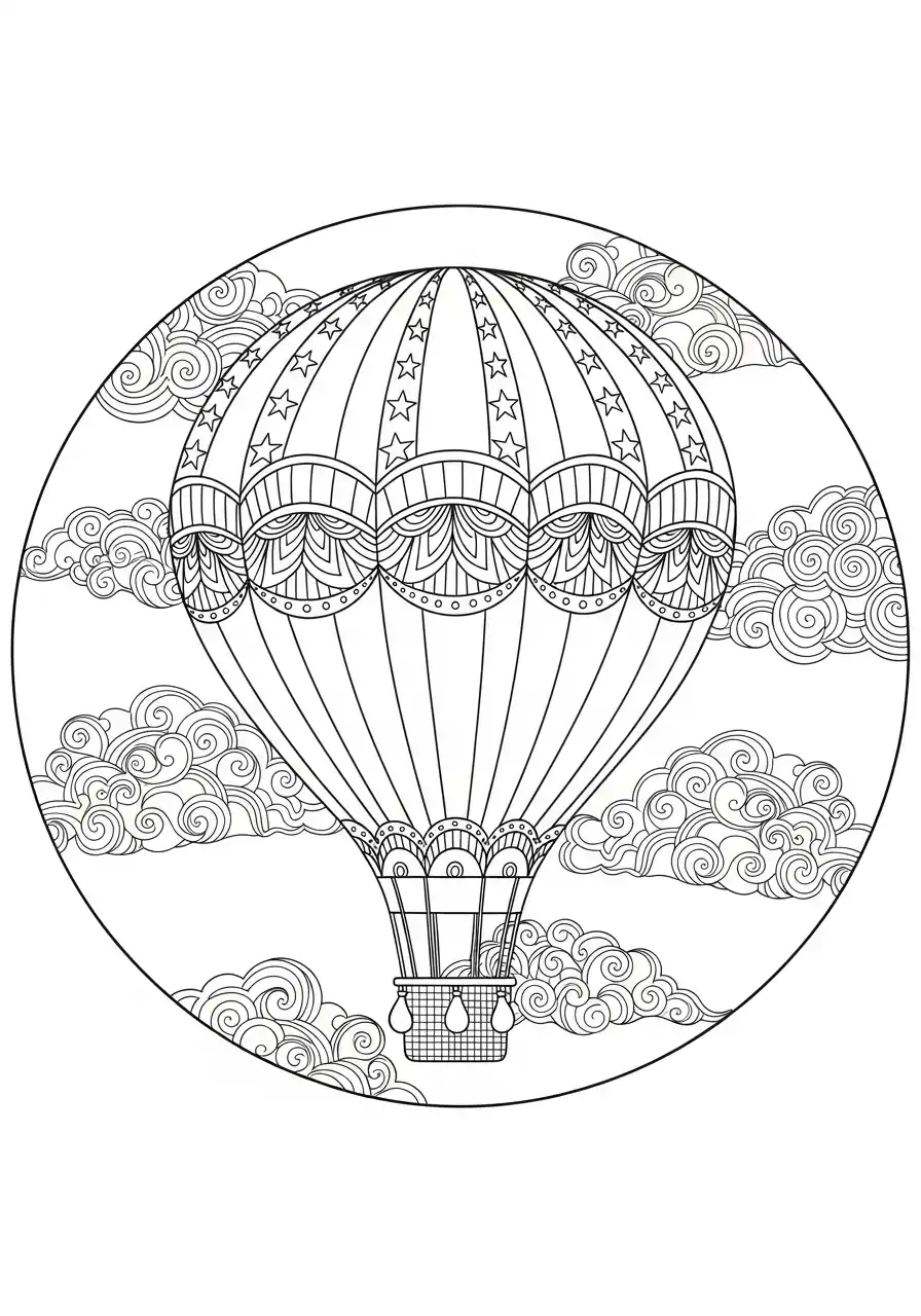 Heißluftballon Mandala im Wolkenmeer