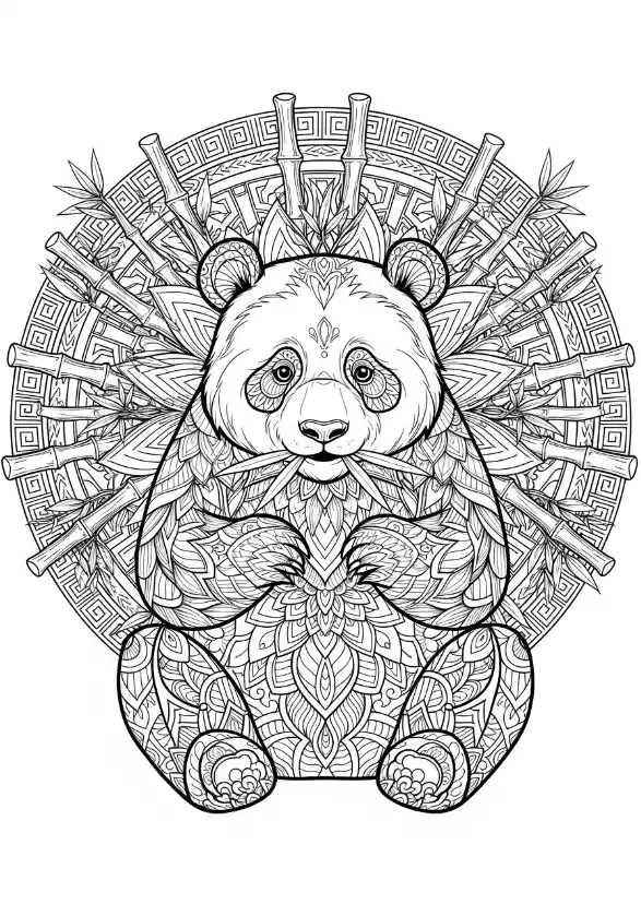 Panda im Bambus-Mandala