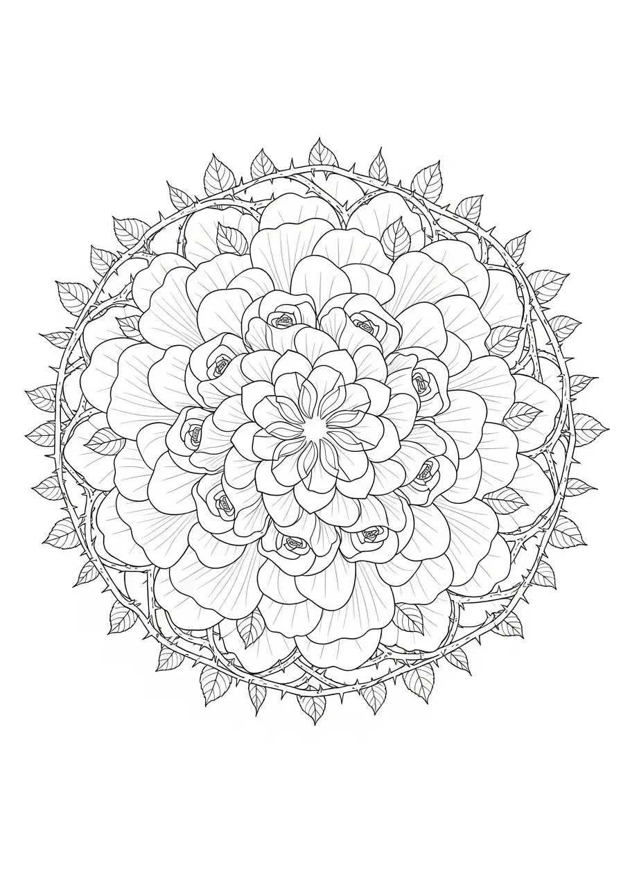 Spiralförmiges Rosen Mandala