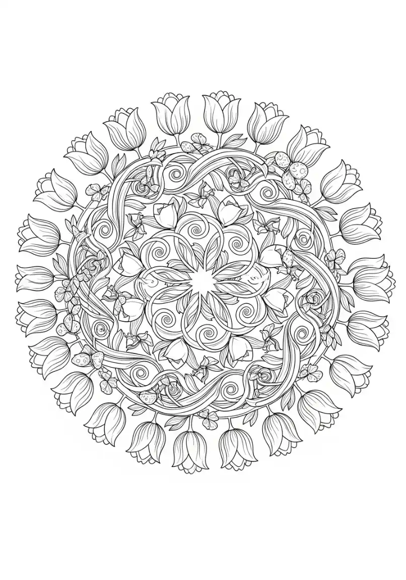 Tulpen-Mandala mit Schmetterlingen