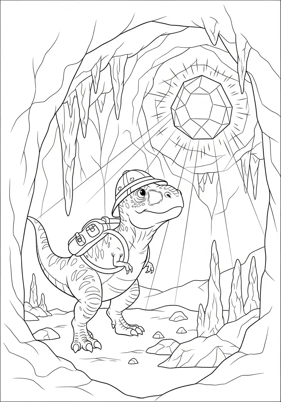 T-Rex-Forscher und Riesenkristall