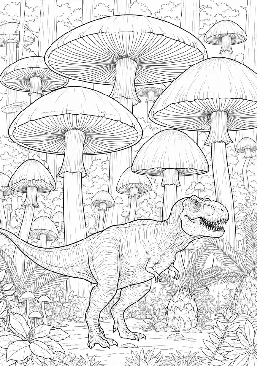 T-Rex im magischen Pilzwald