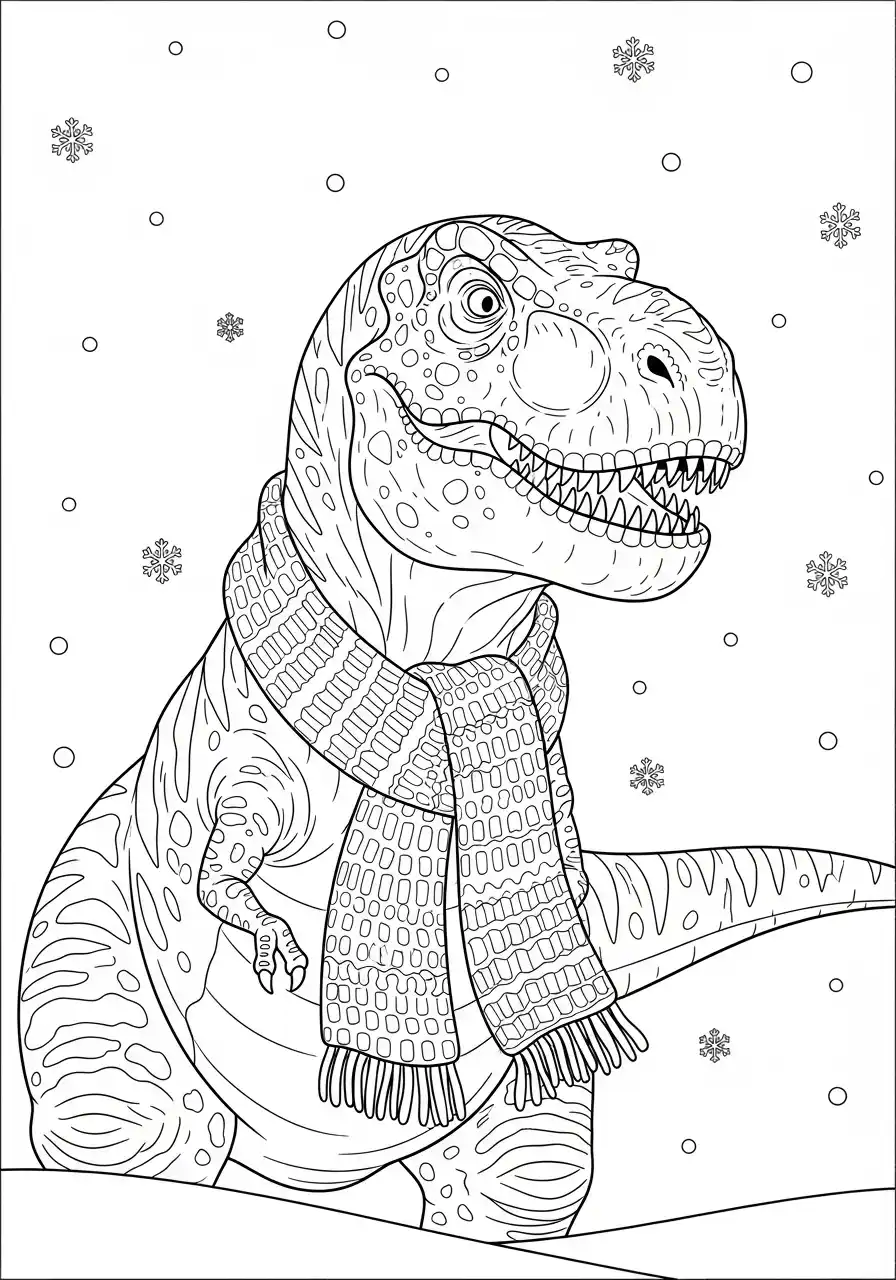T-Rex mit warmem Winterschal