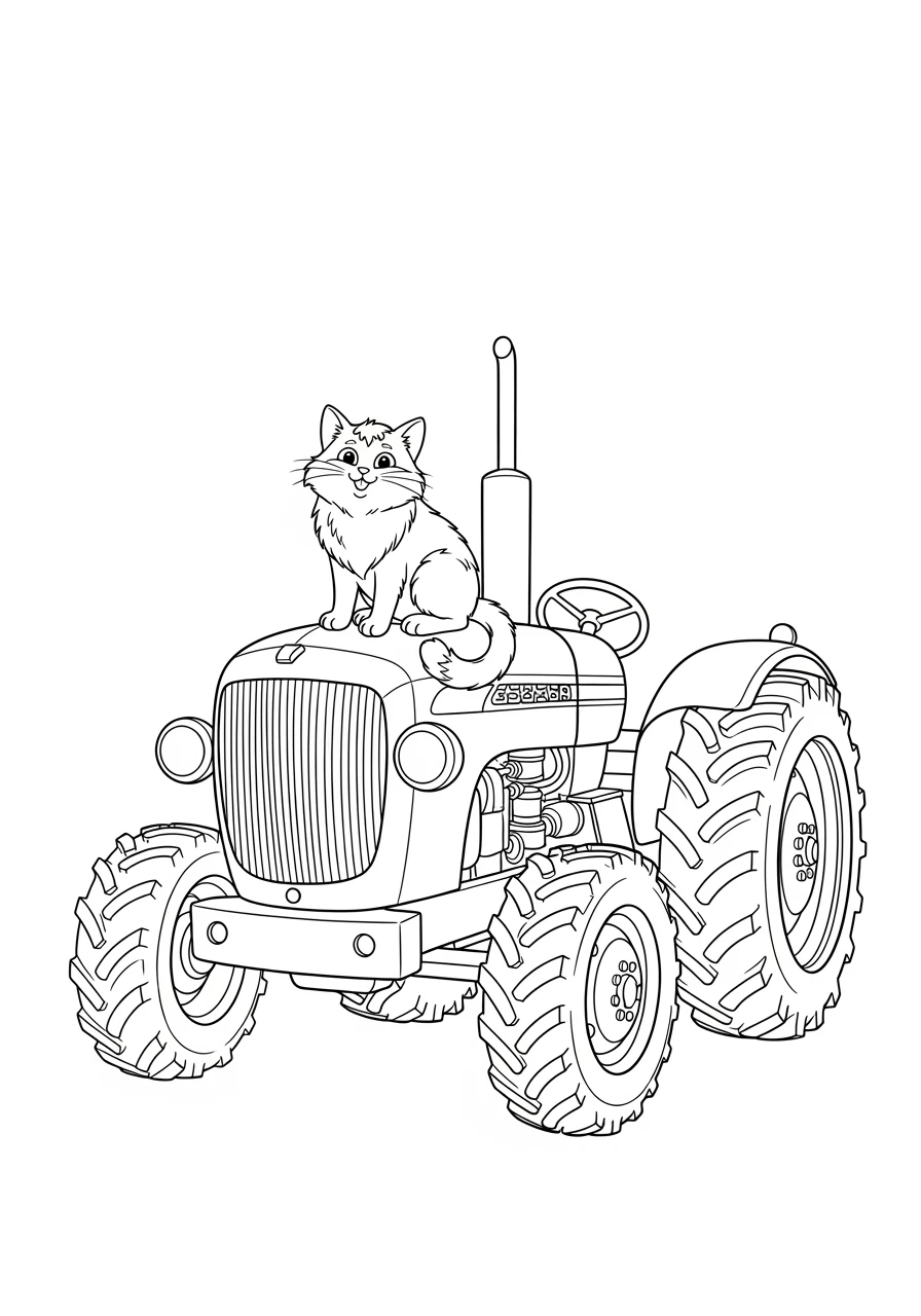 Katze auf dem Traktor