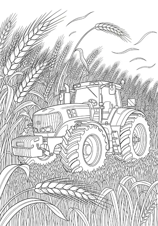 Traktor auf dem Weizenfeld