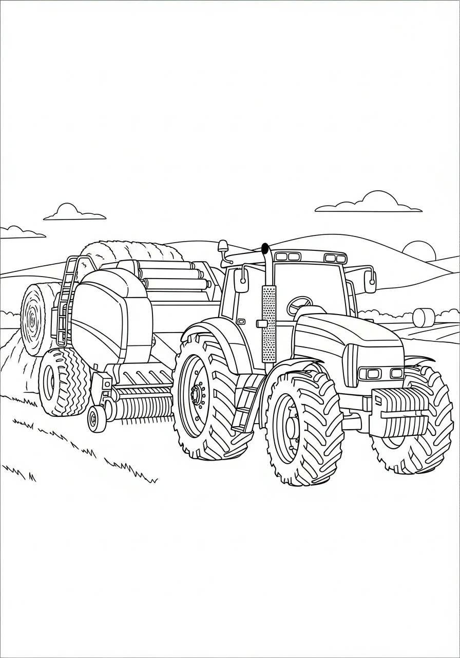 Traktor mit einer Ballenpresse