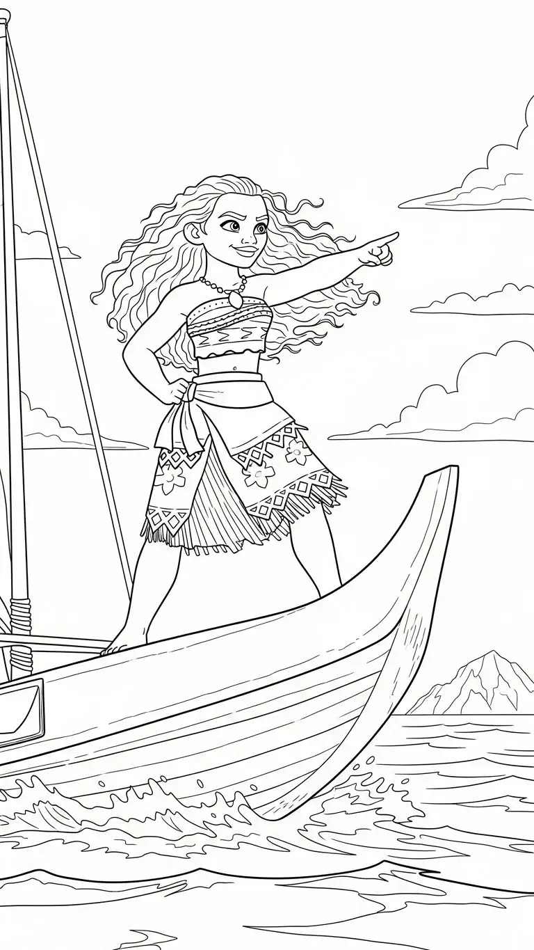 Vaiana auf ihrem Segelboot
