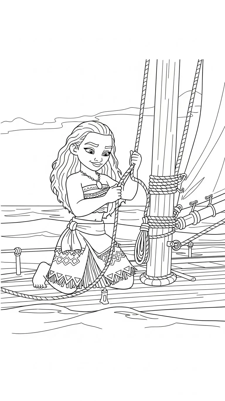 Vaiana auf ihrem Segelboot