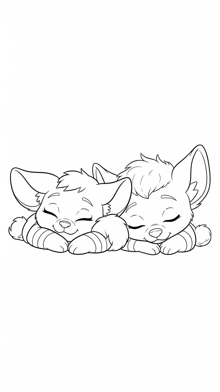 Zwei schlafende kleine Tierbabys