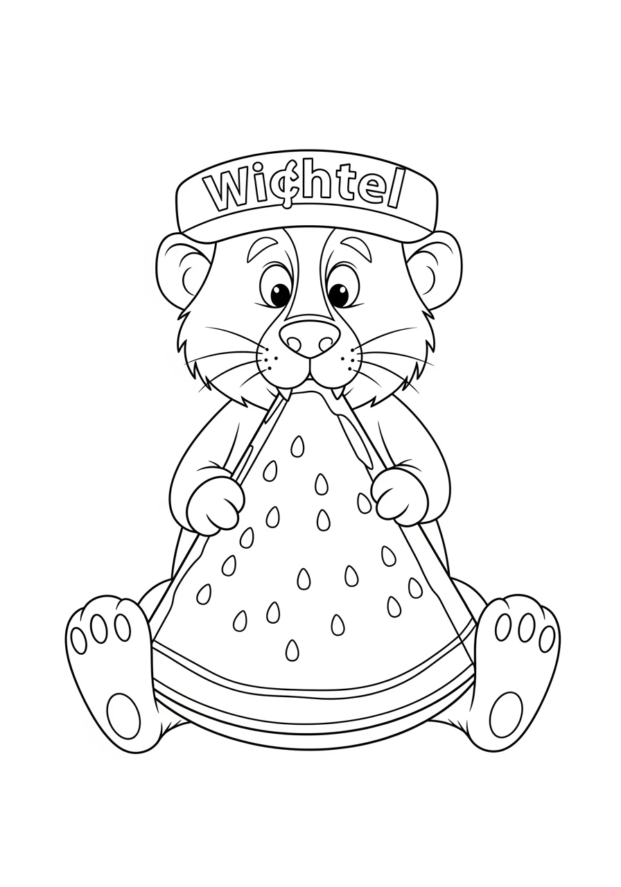 Wichtel isst eine große Wassermelone