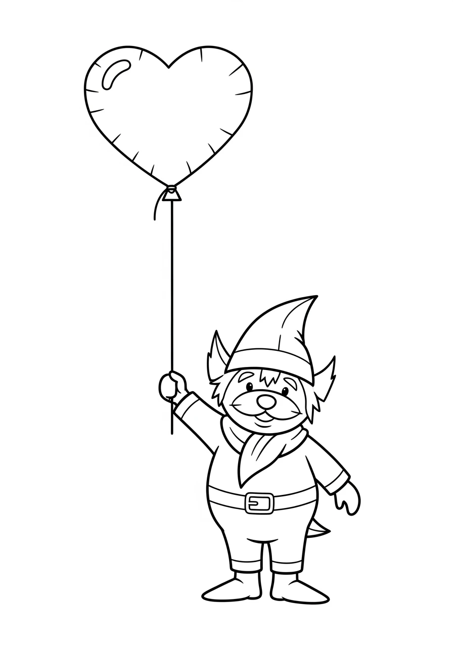 Wichtel mit Herzballon