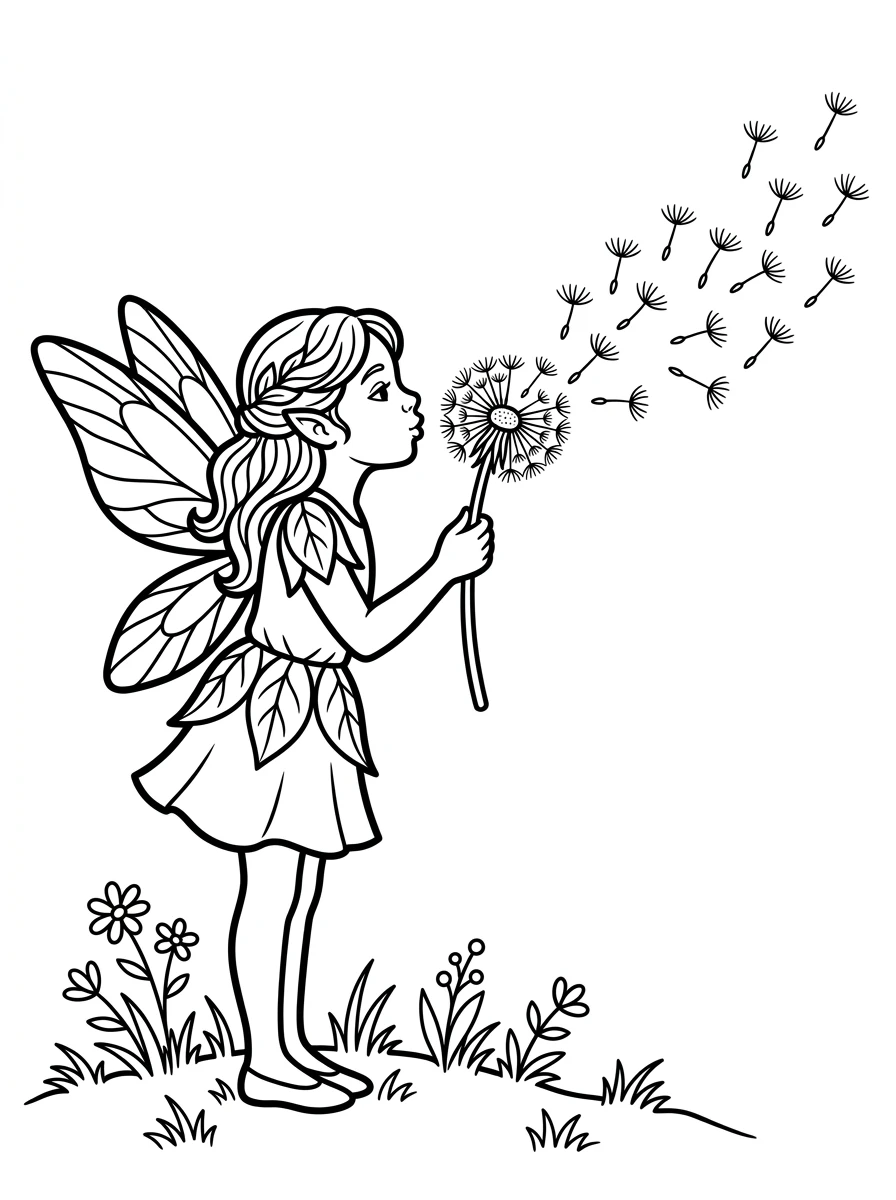 Kleine Fee mit Pusteblume