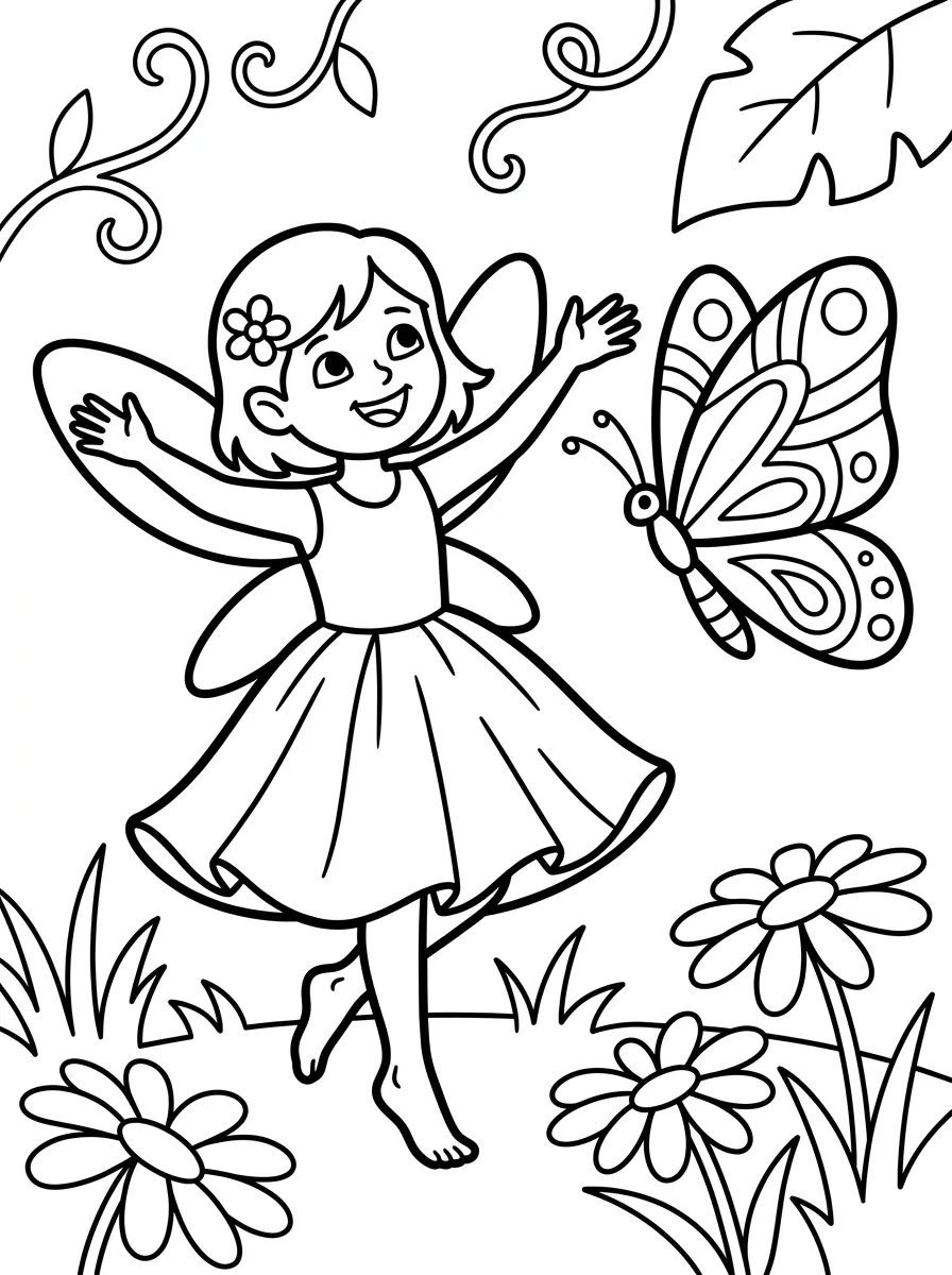 Kleine Fee mit Schmetterling