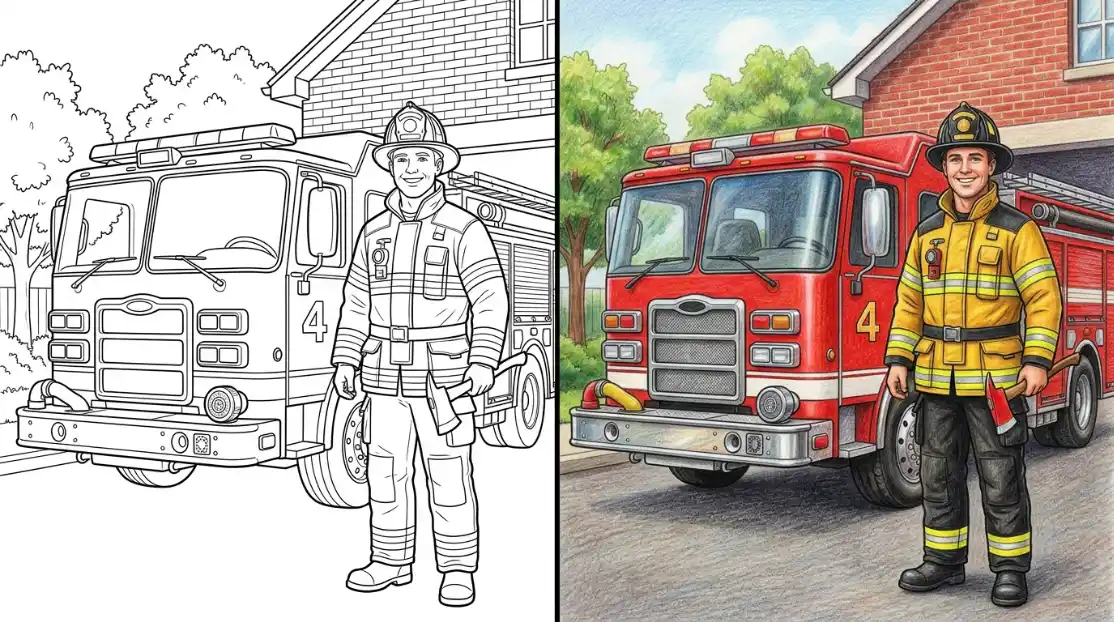 Ausmalbild Feuerwehr Beitragsbild