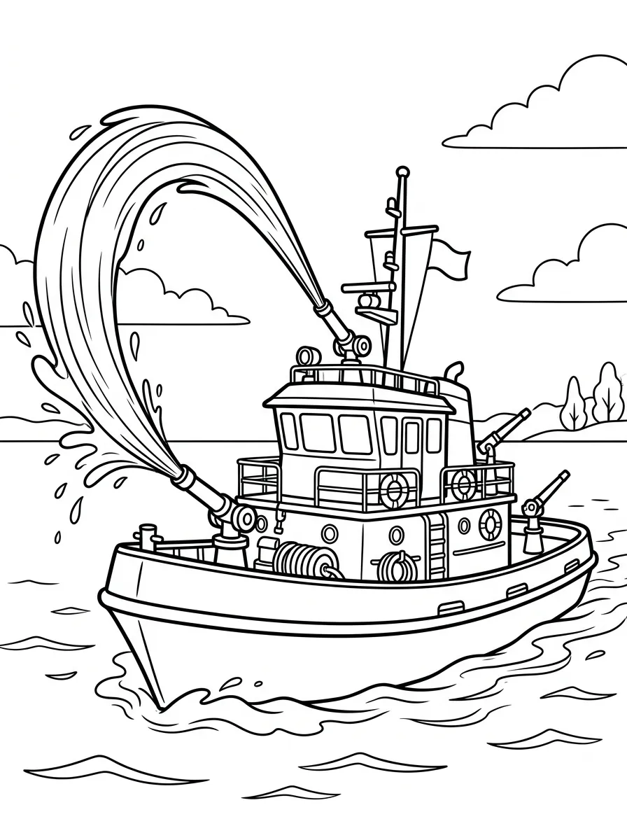 Feuerwehrboot auf dem Wasser