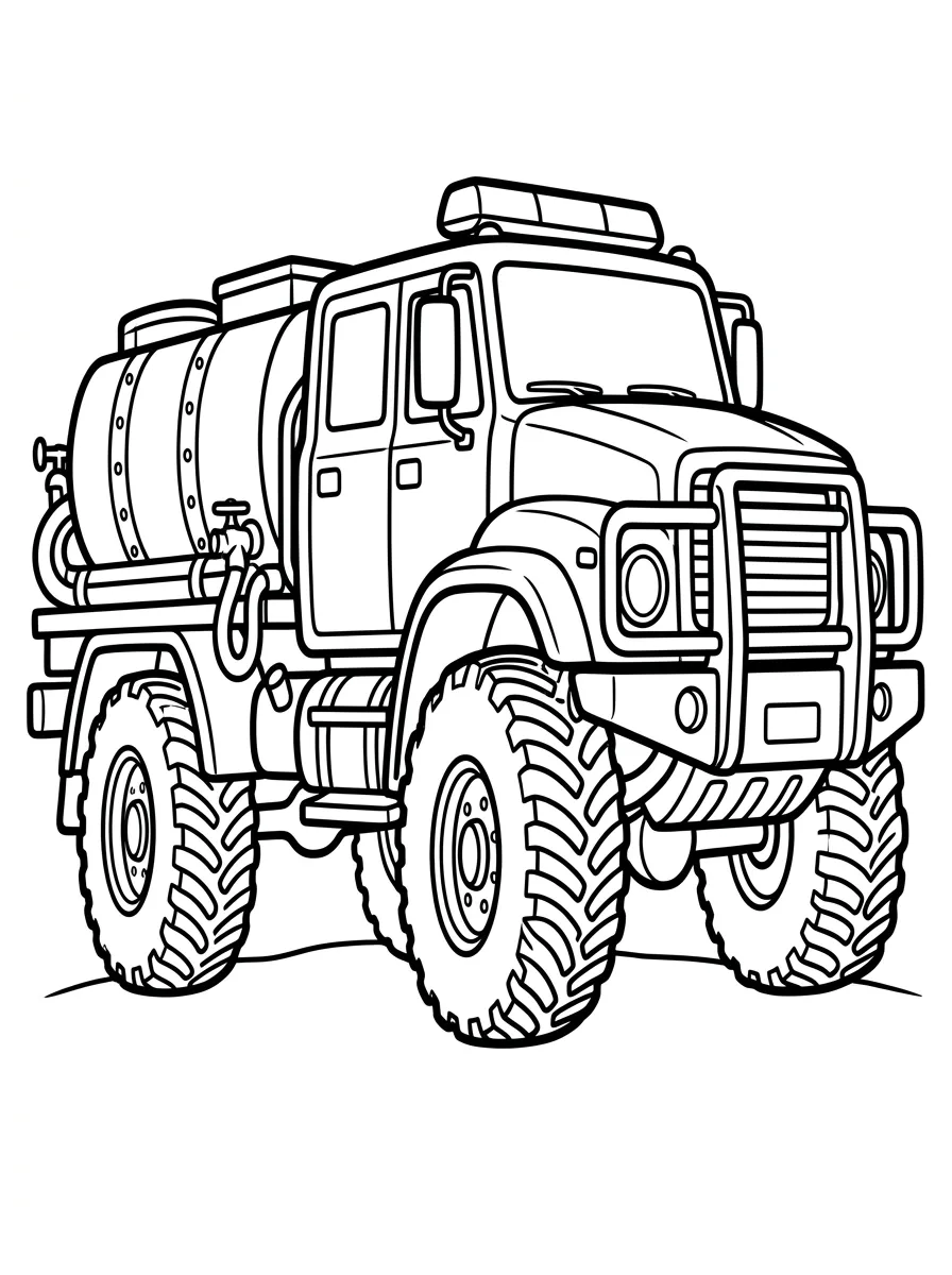 Ausmalbild Feuerwehr-Geländewagen