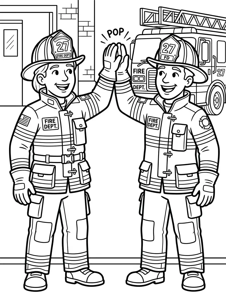 Zwei fröhliche Feuerwehrleute