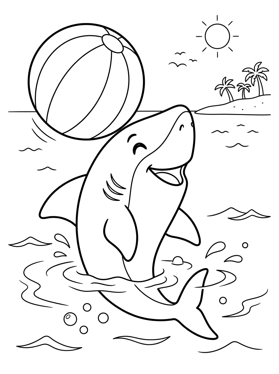 Fröhlicher Hai mit Strandball
