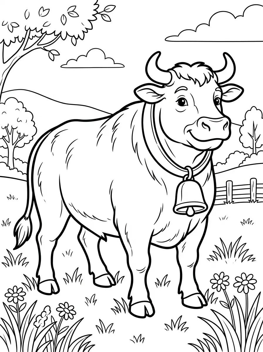 Freundlicher Stier auf dem Bauernhof