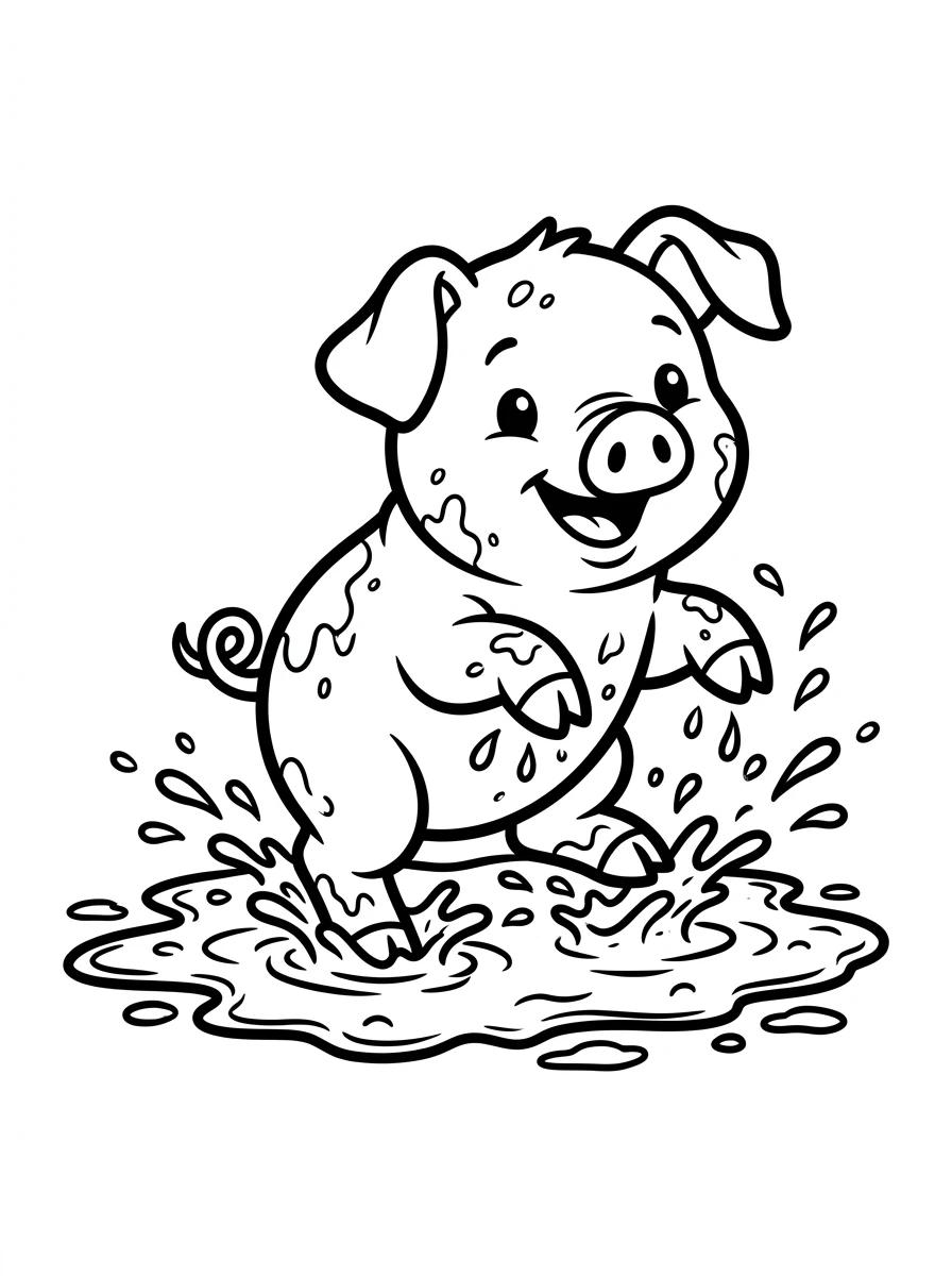 Fröhliches Ferkel im Matsch
